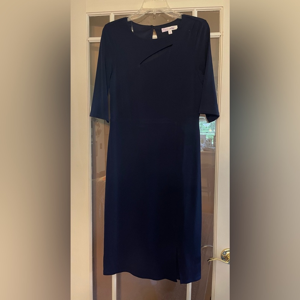 Trinhnology Navy Blue Cutout Midi Dress